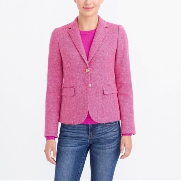 J. Crew Jackets & Blazers - New - J. Crew Raspberry Herringbone School Boy Blazer Size 4 Gold Buttons